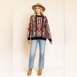 NWT! Drive Down Main Knit Sweater Med Aztec Southwestern Tribal Cowgirl Prairie